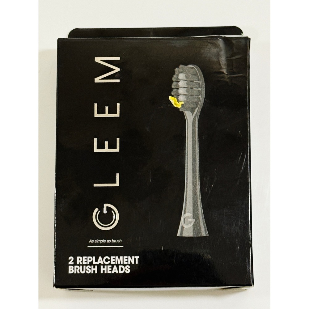 GLEEM Replacement Brush Heads Unisex 2 Pack Black Electric Toothbrush Refills